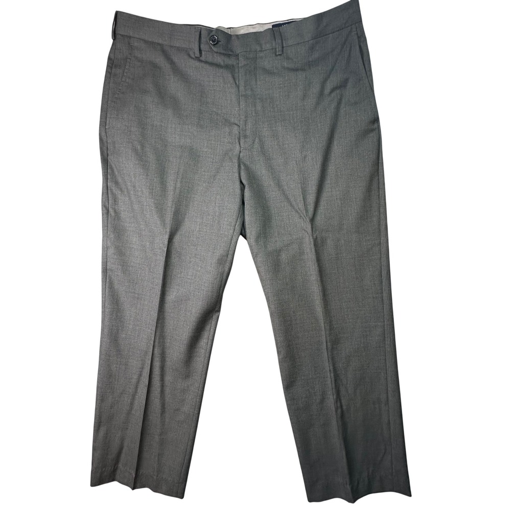 Lands' End Mens Wool Dress Pants Traditional Fit Gray Business 38x29 Gray Preppy